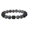 Handmade Natural Volcanic Stone Snowflake Stone Bead Bracelet Men's Retro 10/8mm Elastic Bead Couple Bracelet