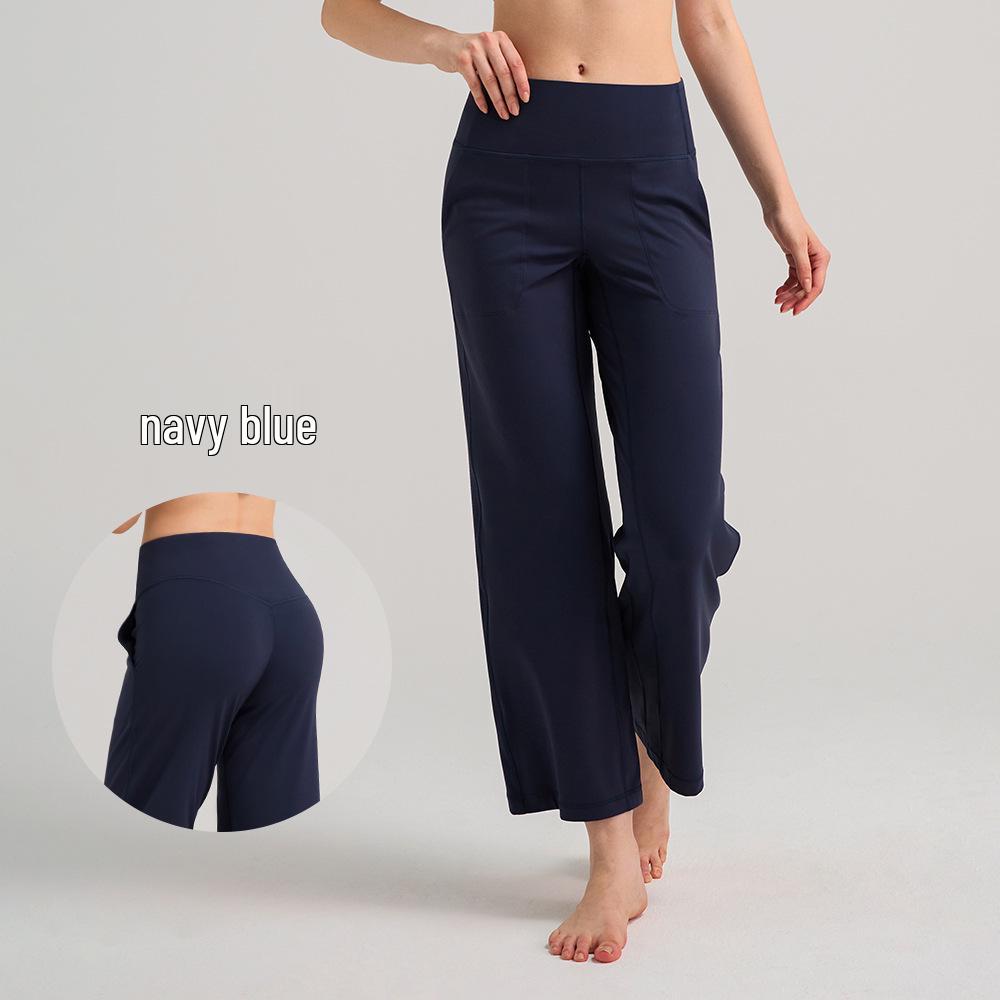 Lulu Women's High-Waisted Wide-Leg Yoga Pants with Brushed Finish and Hidden Pocket