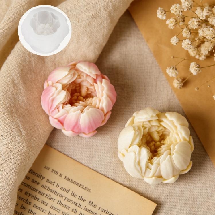 Paeonia Lactiflora Flower Silicone Molds Easy Demolding Silicone Baking Mould for Handmade Candle Soap and Resin Casting