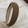 Retro French Wide Skull Top Sponge Headband for Women - Milk Coffee Color Hair Accessory