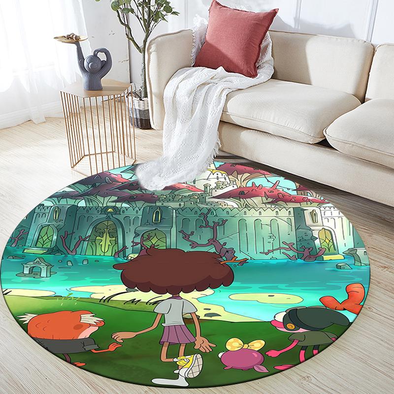 Amphibia pattern round rug,Carpet Rug for Living Room Bedroom Playroom ,Non-slip Floor Mat,Holiday Gifts and Birthday Gifts.