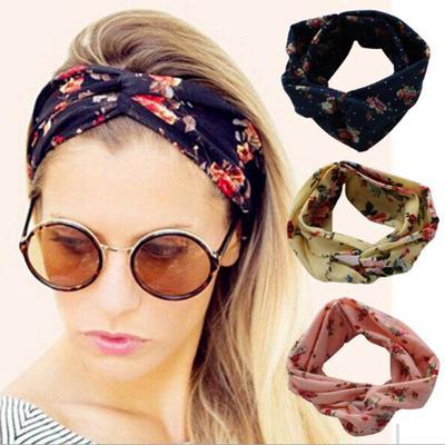 Moda Flor Headband Mulheres Algodão Torcido Nó Hairband Lady Menina Listrado Elásticos Faixas de Cabelo
