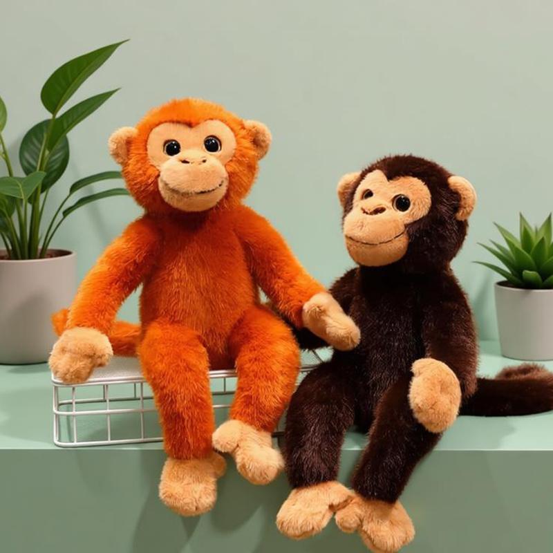 Peluche scimmia dorata carina Scimmia gibbone simulata Peluche Bambola scimmia morbida Decorazione stanza Cuscino cartone animato Regalo di compleanno per bambini