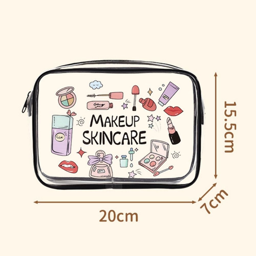 Convenient Transparent Makeup Bag Cartoon Pattern Multi-functional Drastring Storage Bag Large Capacity Cosmetics Bag Unisex