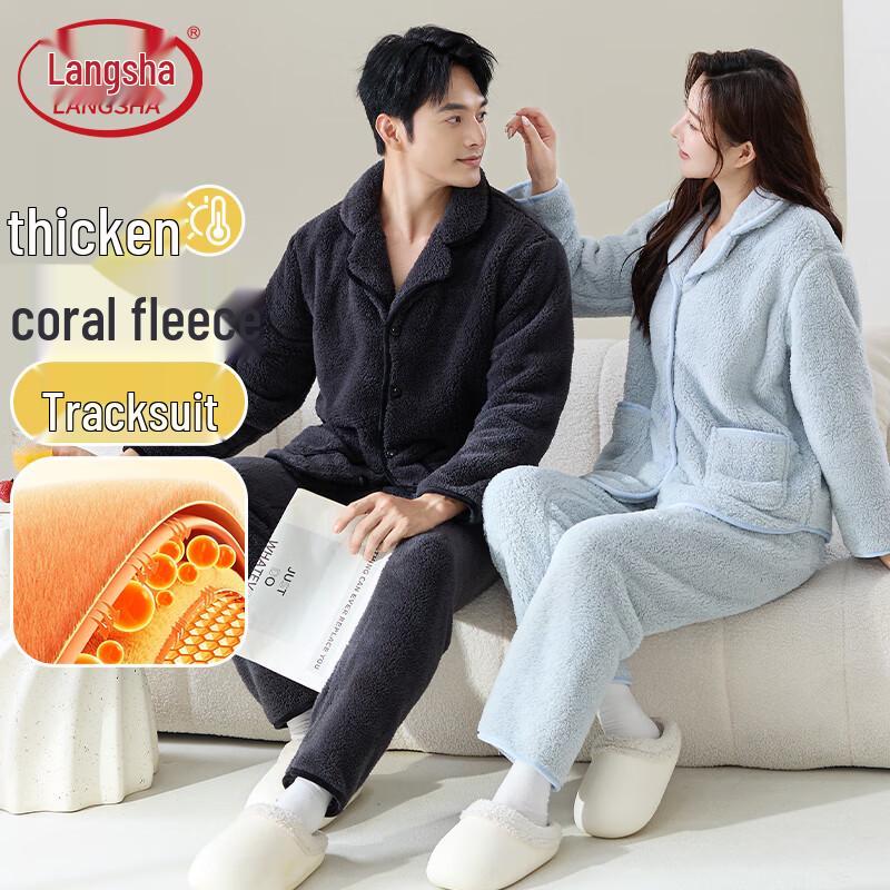 Langsha Couple Winter Plush Pajama Set XXXL