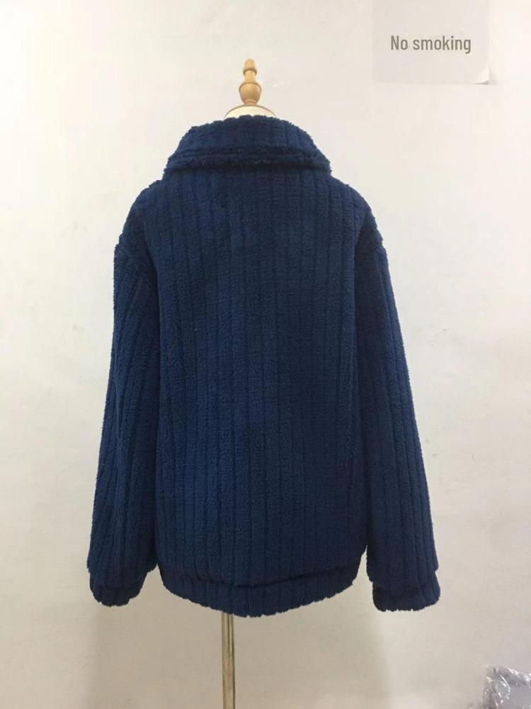 2024 Women's Fur Plush Short Coat Cardigan Autumn Winter Lapel Style