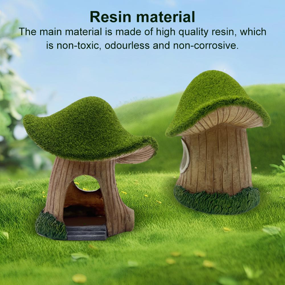 Aquarium Decoration Mushroom House Resin Fish Cave Shrimp Hideout Shelter Moss Mushroom Small House Decor for Home Fish Tanks