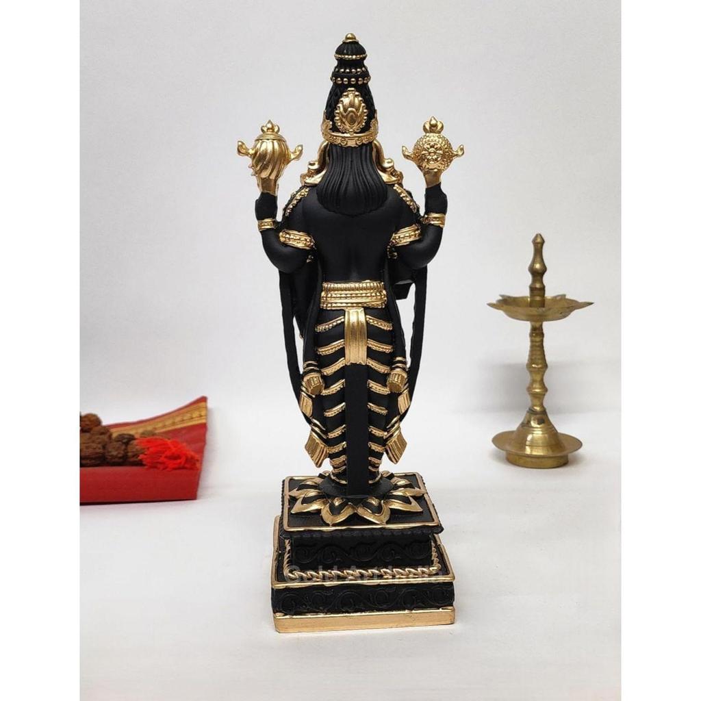 Lord Tirupati Balaji Black Terracotta Idol with Golden Color Work | Balaji Idol for Car Dashboard | Venkateswara Swamy Murti for Home