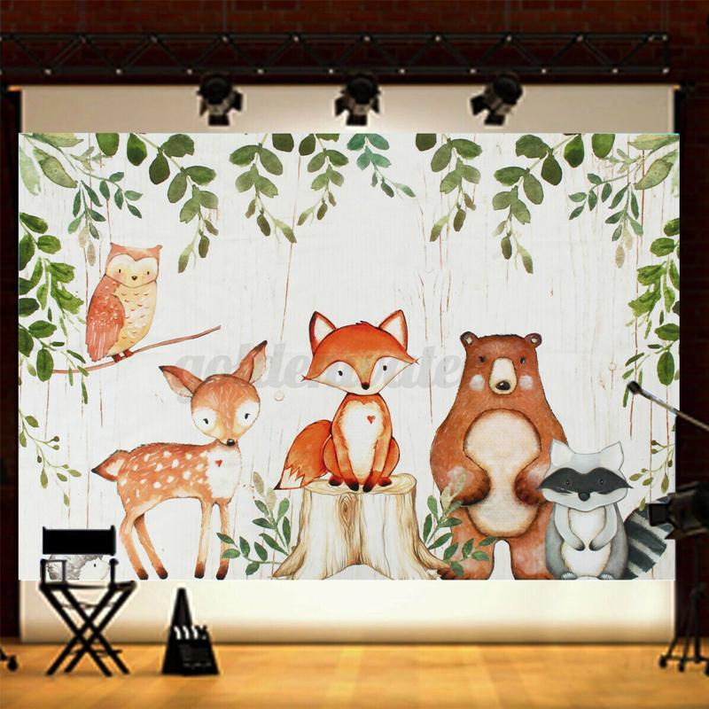 3x5ft/5X7ft/6x8ft/10x7ft Animals Backdrop Woodland Baby Shower Birthday Party Photo Background Decorate
