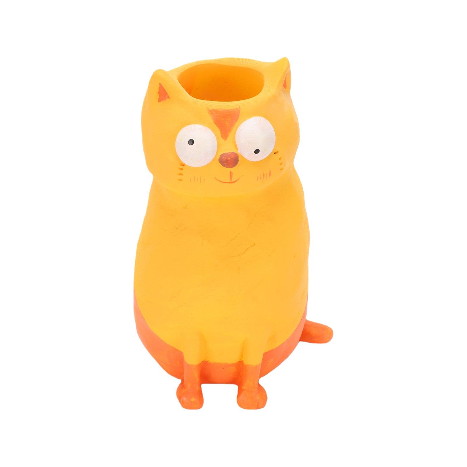 Vase Chat en Résine Décoration de Bureau Bohème Fait Main Ornement Chat Moderne Vase pour Fleurs Fraîches et Séchées Cadeau pour Amoureux des Chats Maison jaune
