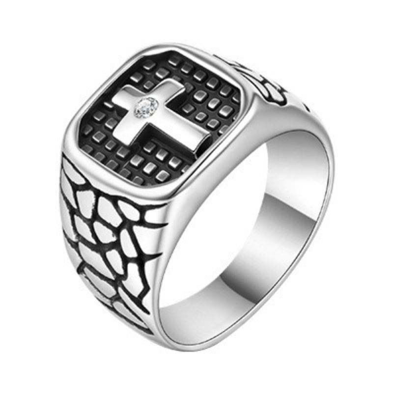 Vintage Stainless Steel Christian Cross Signet Ring Religoius Prayer Biker Party Ring 7