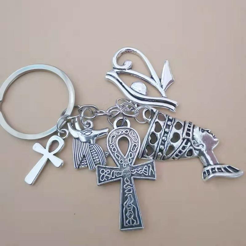 Egypt Egyptian Amulet Keychains Women Jewelry Accessories Ankh Charms Chain Wedding Souvenir Gift for Guest Kids Personalized