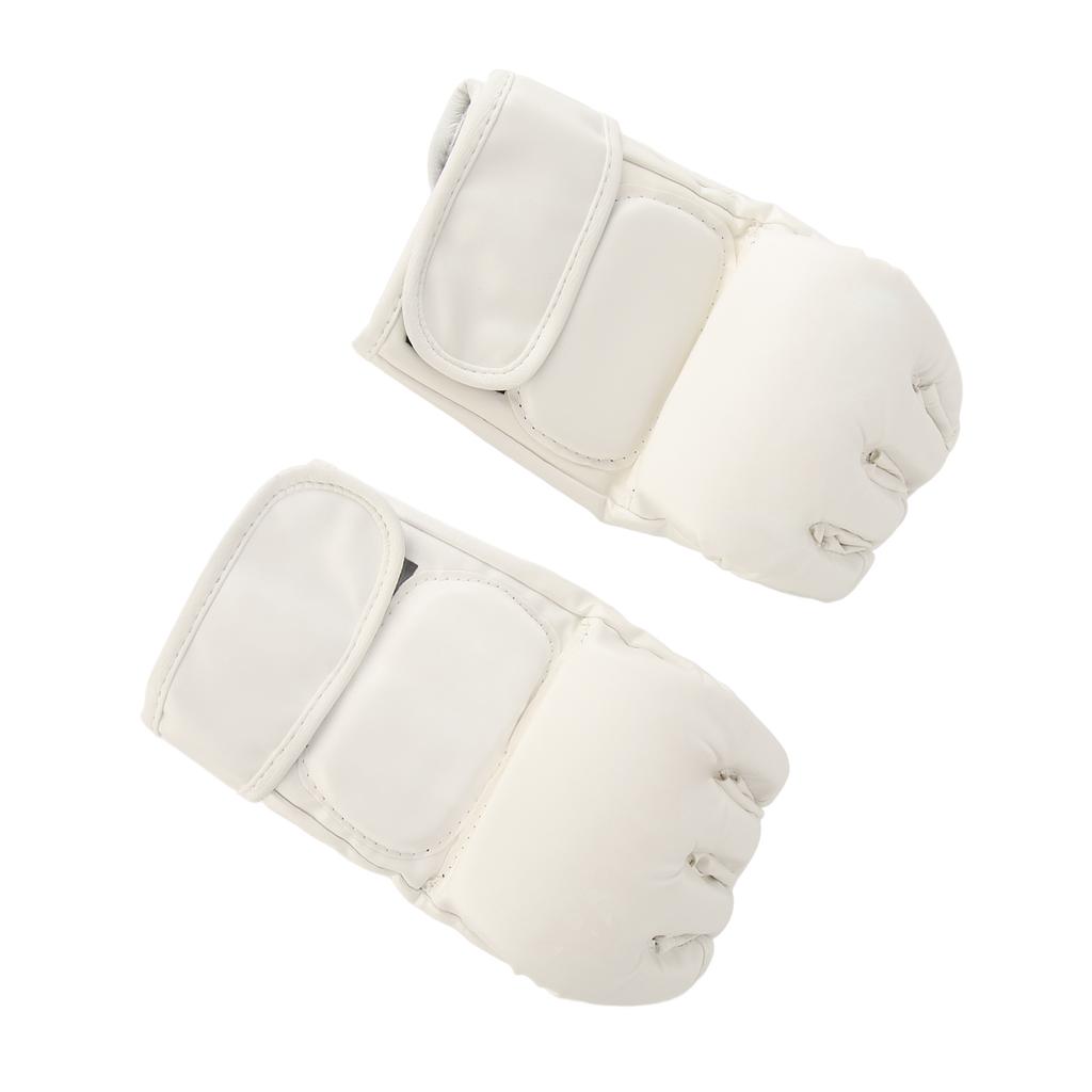 Hand Taekwondo Ausrüstung Handschuh Halbfinger Sicher Verstellbares Handgelenkband Boxhandschuh für Sandsack Weiß