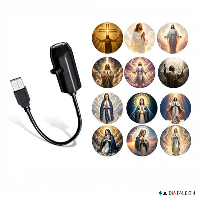 Religious Character Theme Portable Usb Projection Lamp 12 Patterns Decorative Night Light For Events And Room Use
