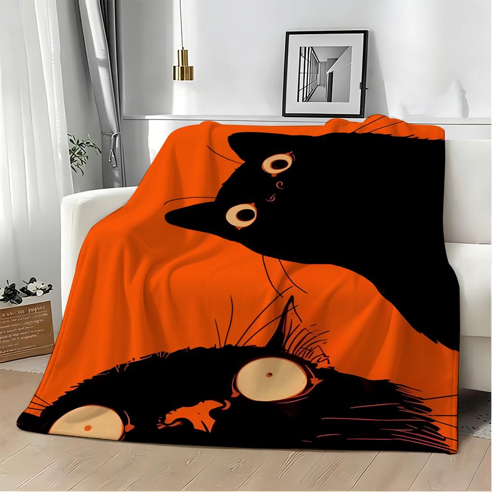 Artistic Pattern C-catS Throw Lightweight 240g Flannel Blanket Soft Skin-friendly for Summer Cooling