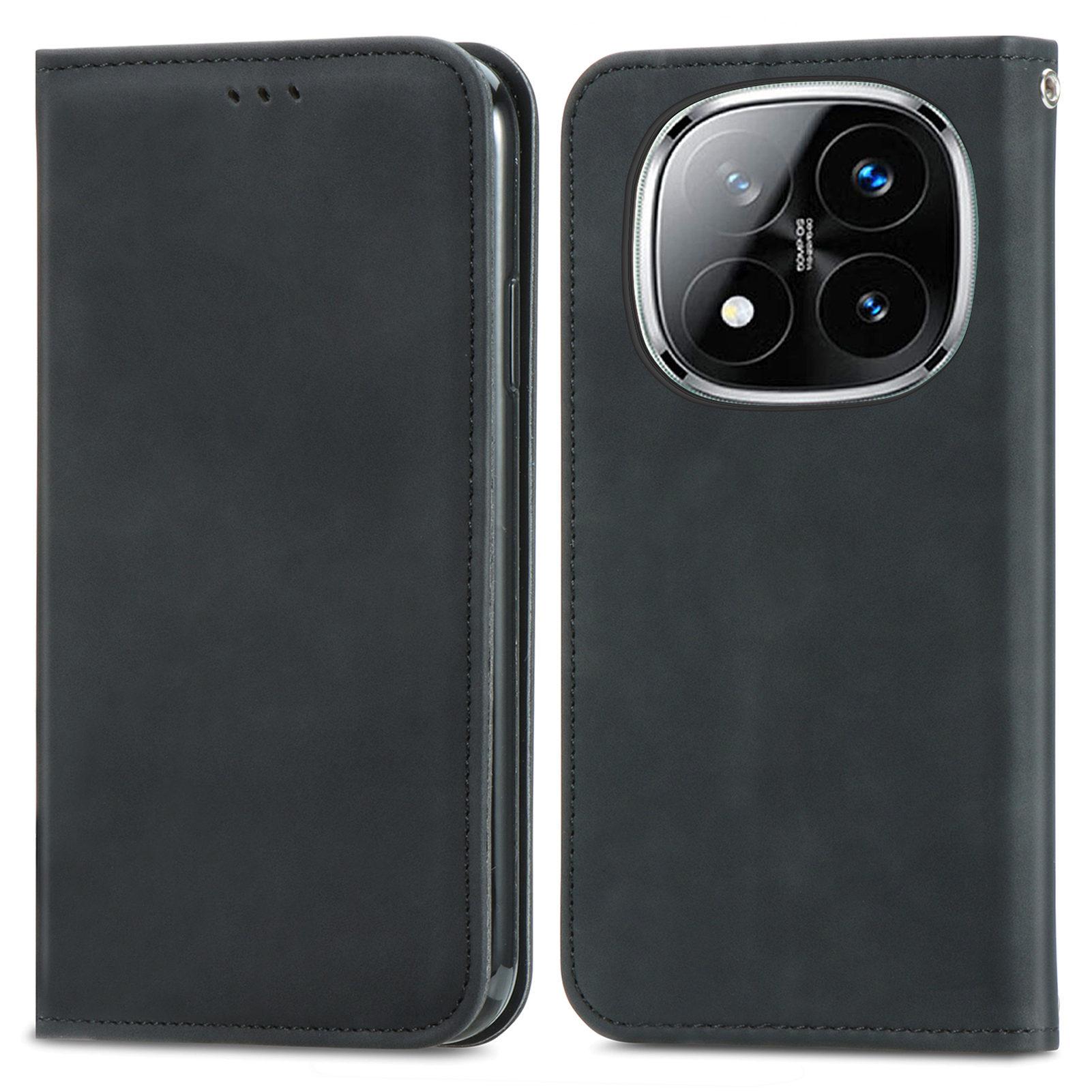 

Для Xiaomi Redmi Note 14 Pro+ 5G Чехол Кожа на ощупь Кожаный Держатель для карт Чехол для телефона Магнитная адсорбция Black