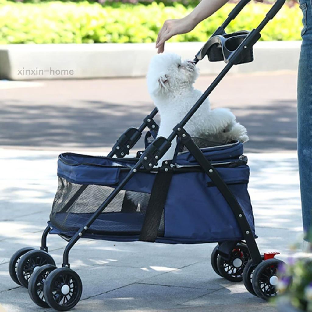 Pet Compact Summer Heat 4 Spacious Swivel Seat Suitable for Small and Medium and Small 15KG Weight Gray xinxin-home Stroller, Foldable, Storage,