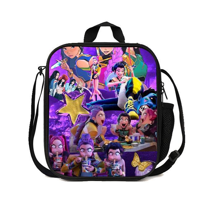 Gedruckte Hexenjäger K-Pop Essensbeutel, Studentin Huntrix Kpop Picknicktasche Kühltasche, Thermoisolierbeutel