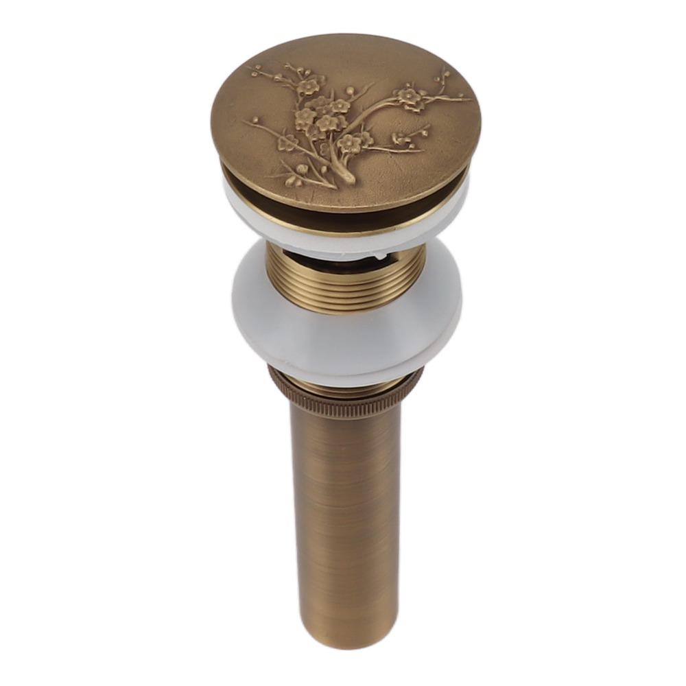 Antique Brass Sink Drain Push Bounce Sink Drain Stopper Bathroom Drain Stopper  For Bathroom