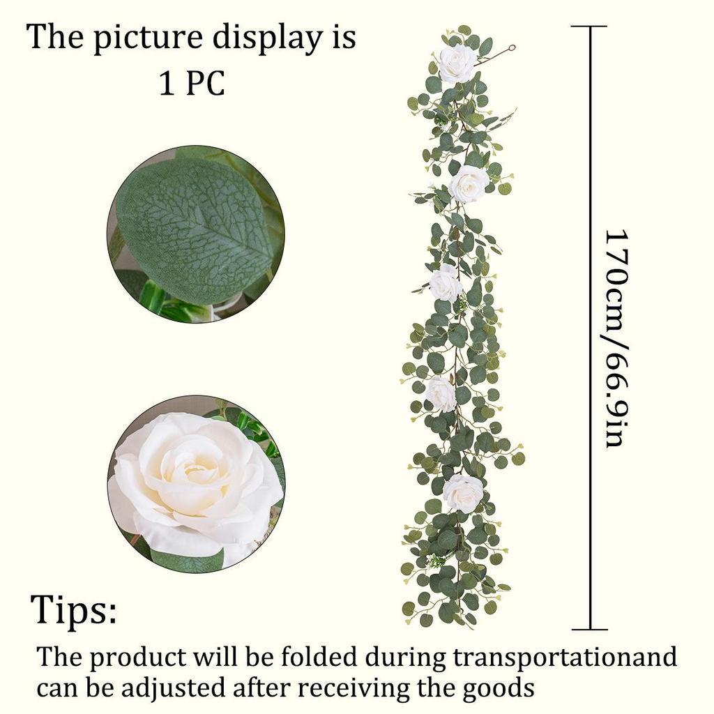 Artificial Eucalyptus Leaf and Rose Vine Home Decoration 