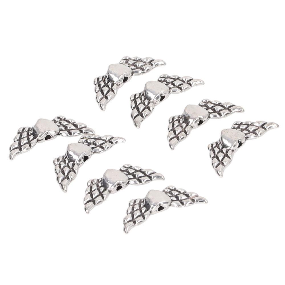 100pcs Pure Finish Angel Wing Beads Silver Wing Charm Beads Wing Spacer Beads DIY Craft