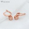 Fashion Simple Rose Gold Color Smooth Cubic Metal Drop Earrings Jewelry Sets For Women Girls Daily Pendant Necklace