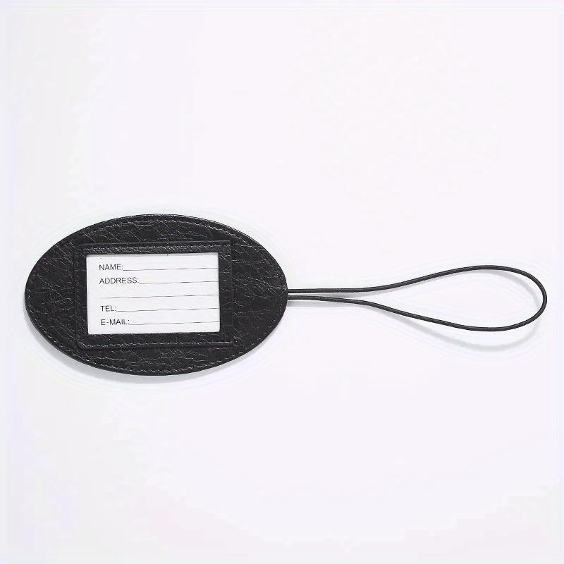 

1pc Oval Minimalist Luggage Tag – PU Hanging Tag for Trolley Case, Boarding Pass, Travel Box Label, Student Backpack Tag чорний