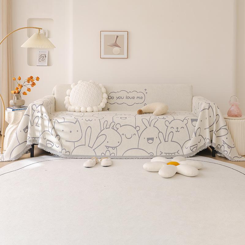 Nordic Style Cartoon Chenille Sofa Towel Four Seasons Universal Dustproof Sofa Cover Sofa Cover Cloth Full Covered