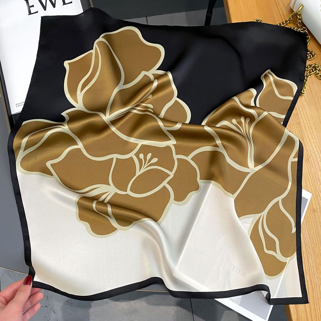 Szalik 100% Jedwab Damski Jedwab Morwowy Luksusowy Wysoka Jakość Kwadratowy Modny Nadruk Chustka do Włosów Chustka na Szyję Szal Damski Zawijki Hidżab Bandana Szaliki