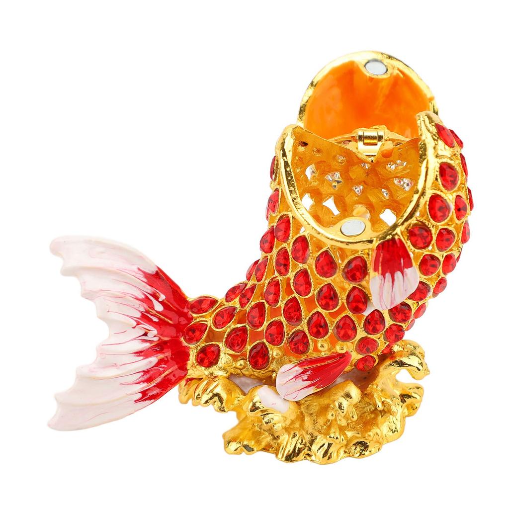 Fish Trinket Box Animal Figurine Jewelry Box Hand Painted Trinket Holder Home Decoration Ornament Jewelry Box for Rings