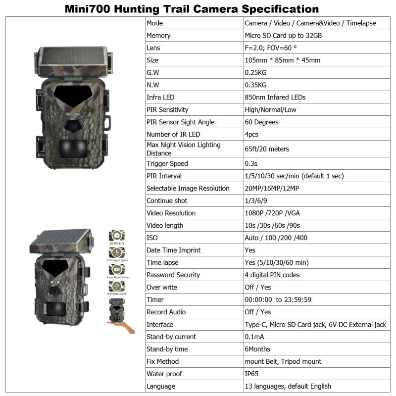 20MP/1080P Hunting Camera 0.3s Trigger Speed Night Vision Motion Activated Trail Camera