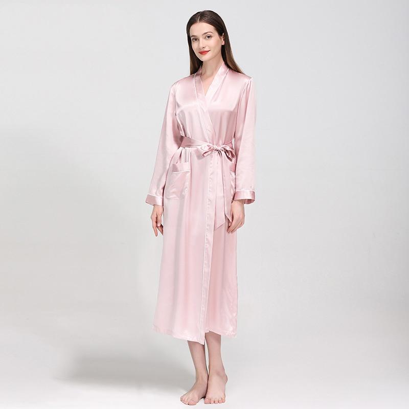 Mulberry Silk Long Wedding Bride Bridesmaid Robe Ladies Morning Dress Women Night Peniva Pure Silk Sexy Kimono Robe