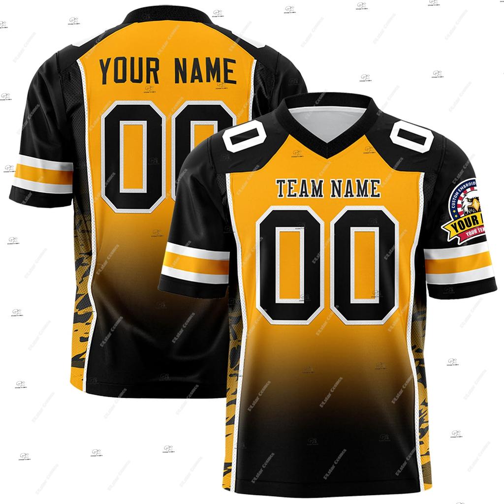Custom Name Gradient Multicolour Soccer Team Clothes Football Jersey V-Neck T-Shirts Vintage Retro Summer Short Sleeve