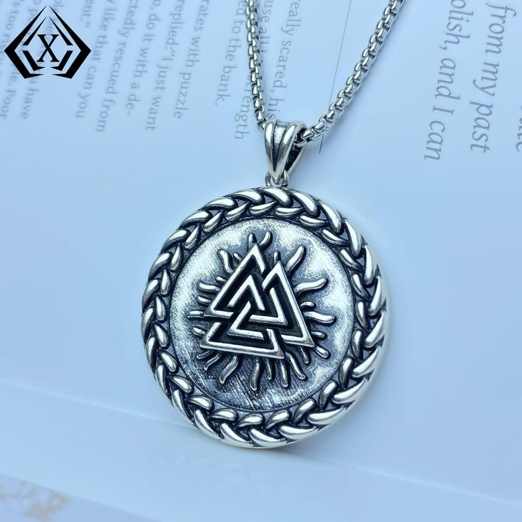 Xiweier Nordic Viking Odin Triangle Necklace - Copper Retro Fashion Trend