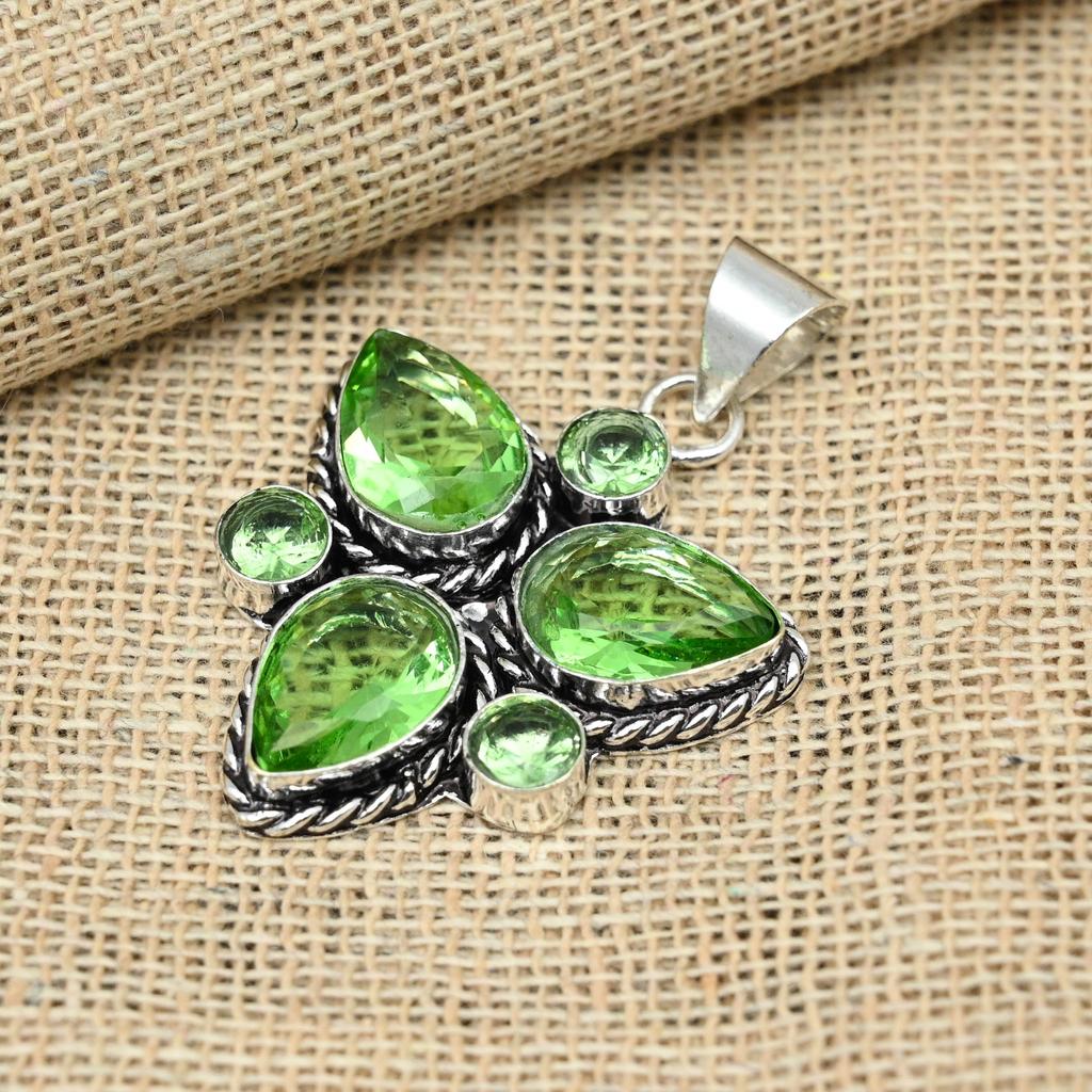 Grønn ametyst edelsten 925 sterlingsølv håndlaget smykker jubileumsgaveanheng