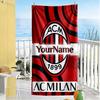 Ac Milan Customize Text Beach Towel High Absorbency & Quick-Dry Suitable for Swimming Gym Camping Yoga Vacation