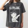 Gorillaz 2-D Band Virtuale Ritratto Grafico Vintage Lavaggio Acido Oversize Streetwear Hip Hop Fan Merch T-Shirt Top per Fan dei Gorillaz Amante della Musica