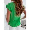 1PCS Summer Women's Short Sleeve T-shirt Fashion Thin Solid Color Simple Round Neck Lotus Leaf Sleeve Shirt Casual Loose Top