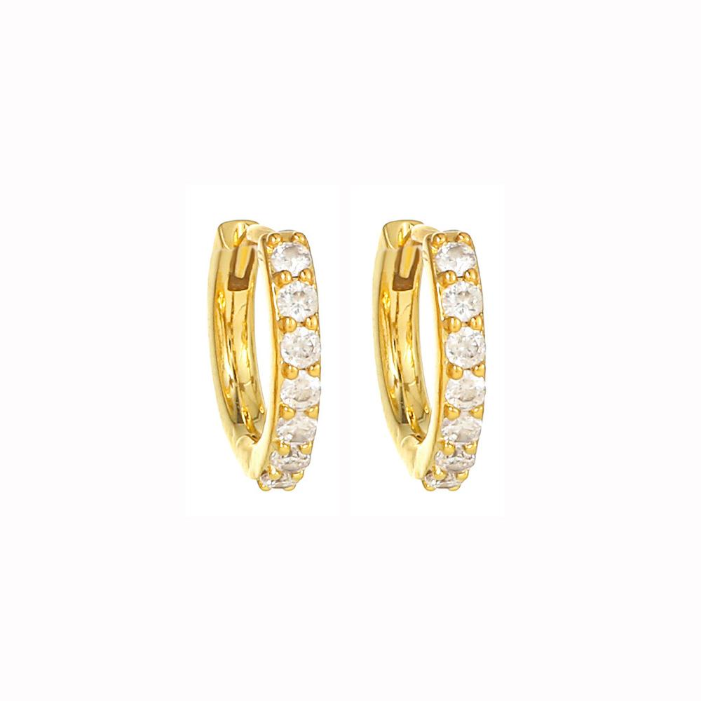 2PCS New Stainless Steel Gold Color Heart Hoop Earrings For Women Crystal Zirconia Punk Round Circle Cartilage Piercing Jewelry