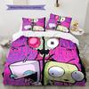 Invaderzim Pattern Bedding Quilt Set Quilt Cover Pillowcase Home Decoration Birthday Gift (1 * Duvet Cover + 2 * Pillowcase, Without Core)