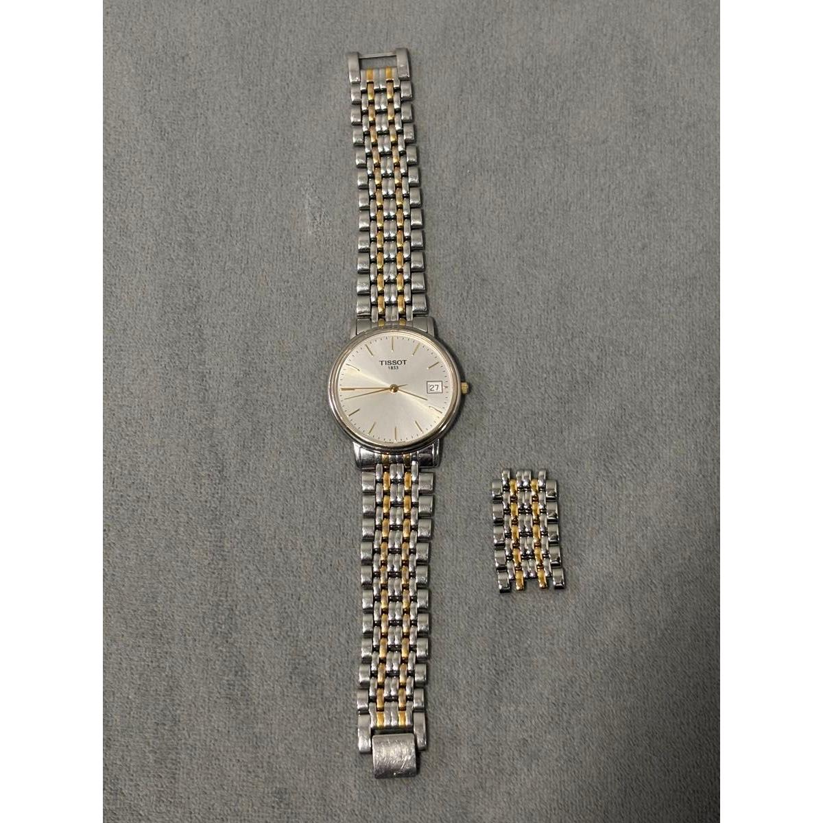 Used Battery replaced Working item TISSOT 1853 Watch Quartz Gold Silver Combi QZ