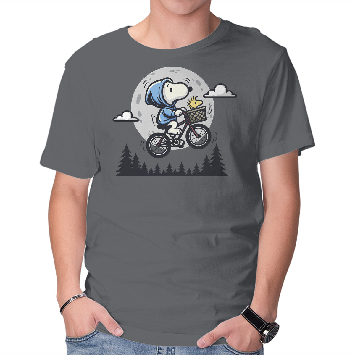 Unisex Crew Neck T-Shirt Fly To The Moon Graphic Short Sleeve Casual Tee XXXL