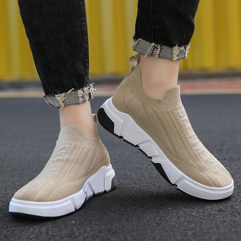 Spring and Autumn new men's shoes fly-woven breathable sports shoes comfortable one-pedal lazy shoes casual trendy shoes men
