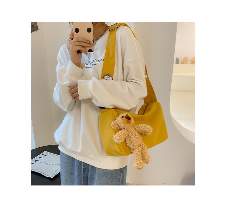 Teddy Dog Plush Crossbody Bag - Multi-color Nylon Pendant for Girls