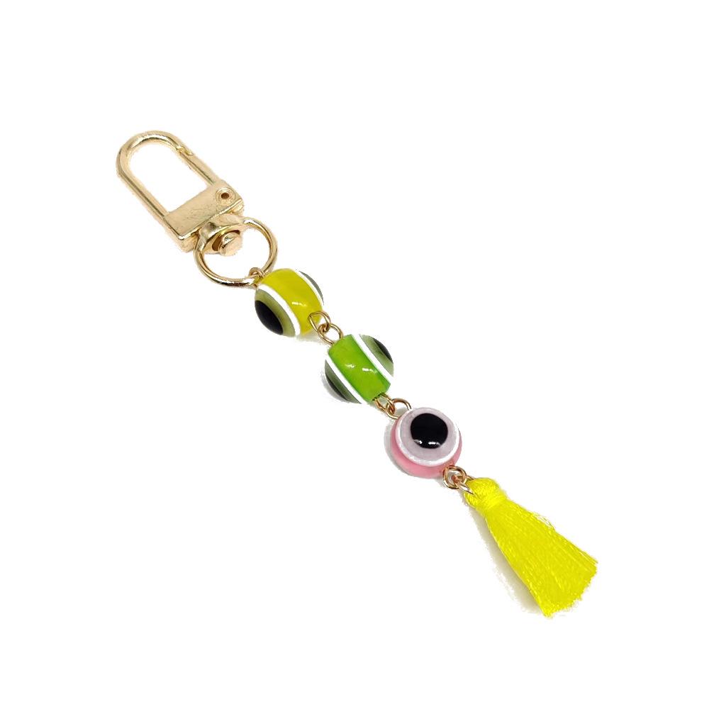 Turkish Resin Eye Keychain with Gold-Plated Tassel Pendant