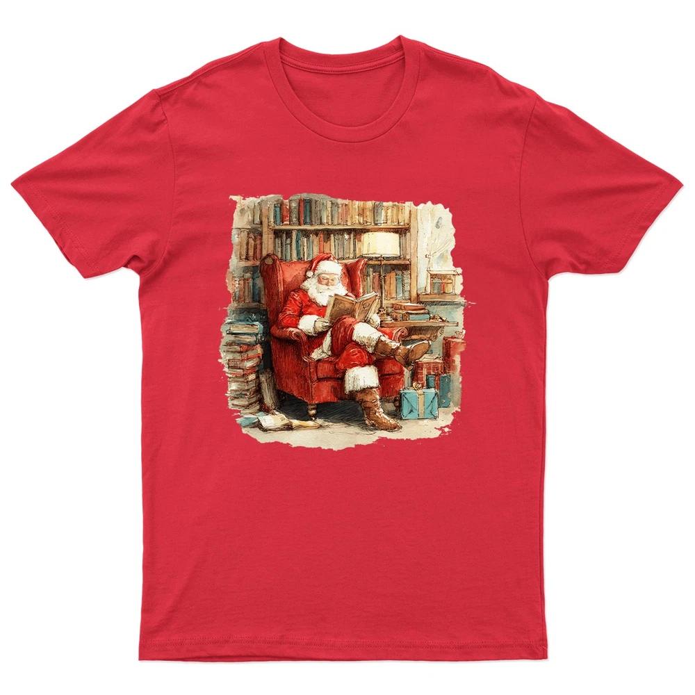 Santa Reading Book Christmas TShirt Unisex Gift Retro Seasonal Funny Xmas