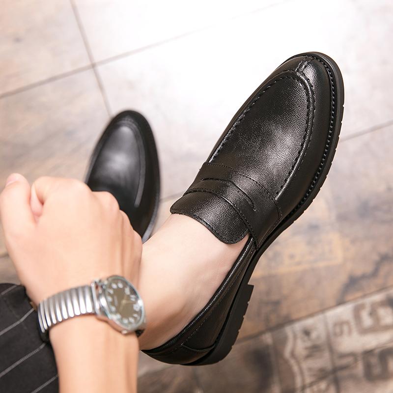 Fashion Spring and Autumn Men Black Shoes Dress Shoes Loafers Casual Leather for Fashion Trend Luxury Male British Style Slip on Shoes