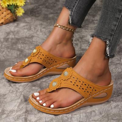 Women Slippers Outdoor Flip Flops Summer Beach Wedge Sandals Female Casual Flower Sandalias Non-slip Platform Walking Shoes