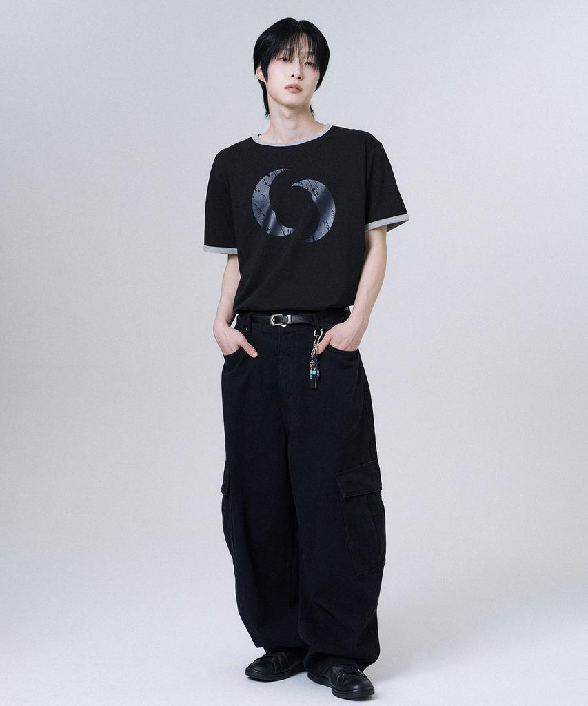 Mubeun Curved Wide Cargo Pants Black