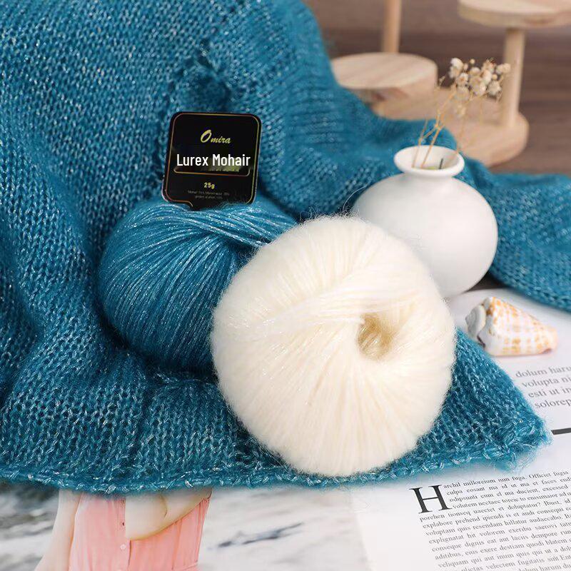 High-Glitter Mohair Wool Spray Yarn - 25g Ball for Hand Knitting & Crochet